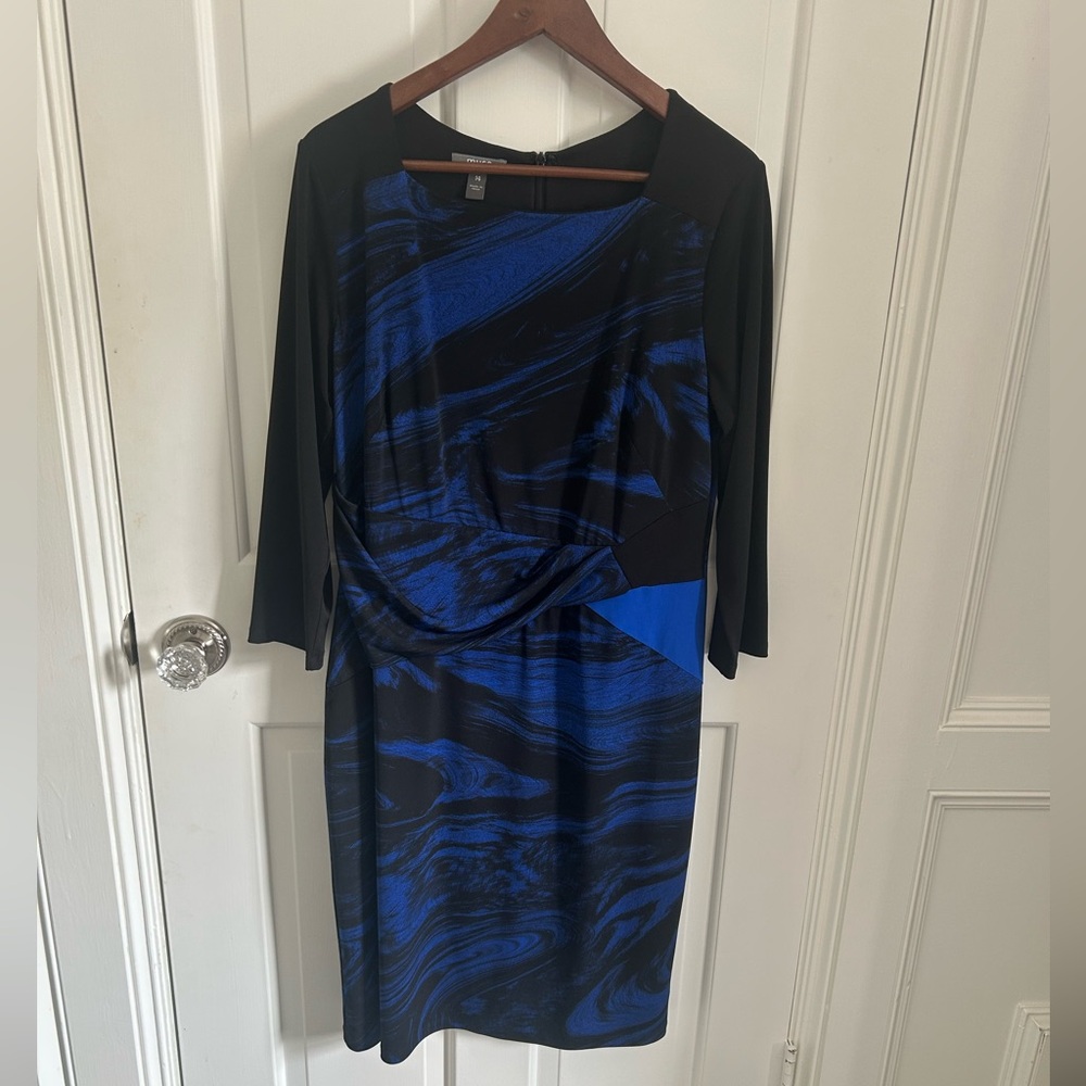 Muse Knee Length Dress in Blue and Black